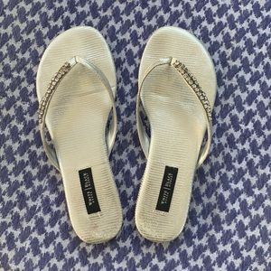 Silver Rhinestone Flip Flops